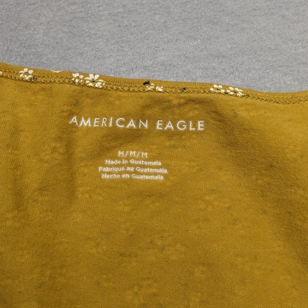 American Eagle Tank Women's Medium Tan Gold Floral Baby Tee Y2K EUC - Picture 6 of 9